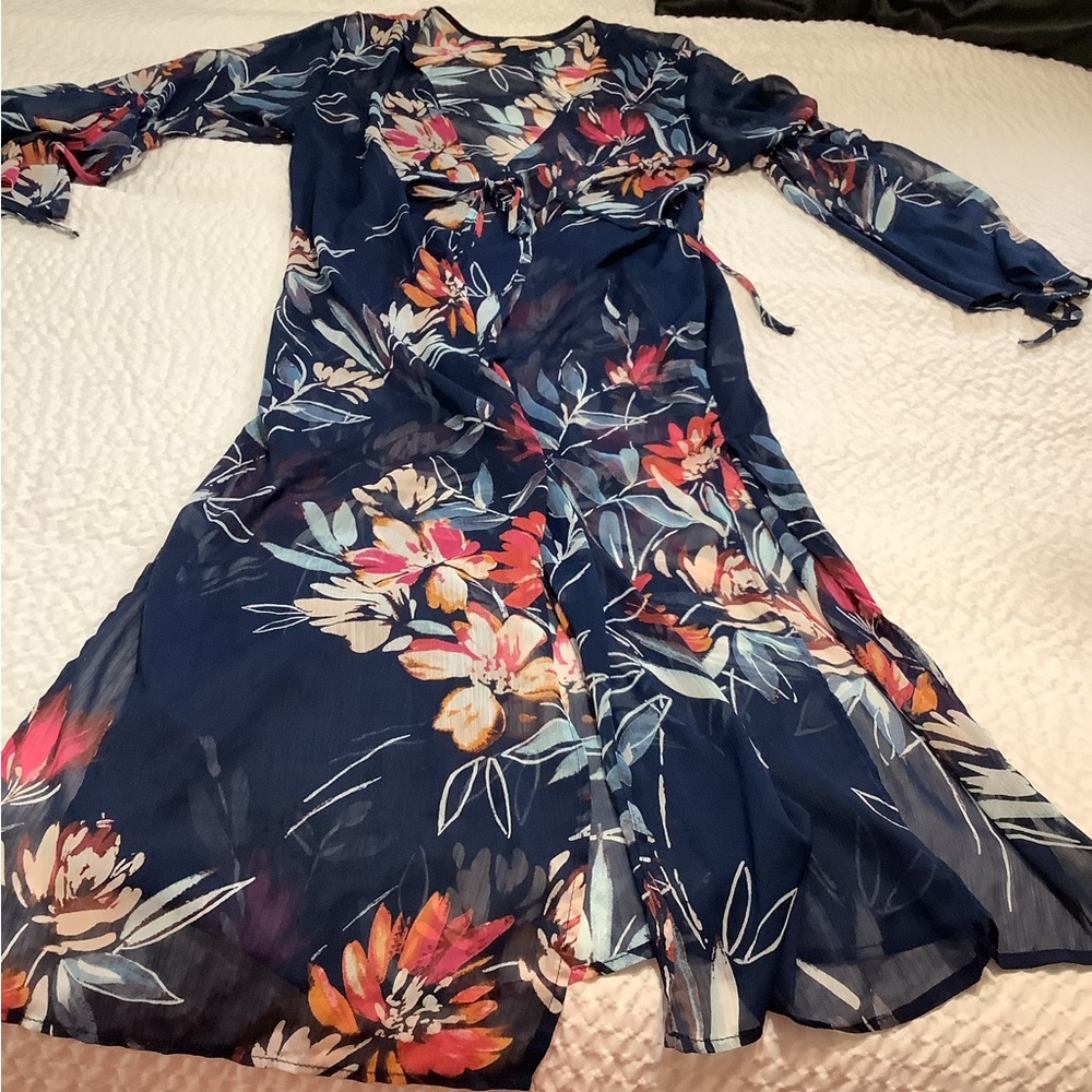 Floral Navy Wrap Dress